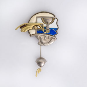 Image Credit: V.Glenville-Anson, Brooch, 1976, Enamel, ivory, silver, gold, W.E. McMillan Collection, image Courtesy of the RMIT Collection.
