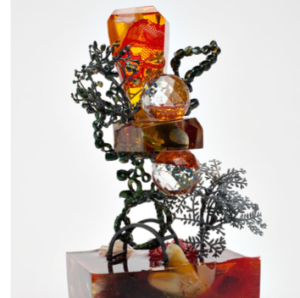 Image Credit: Nina Oikawa, Fossil Amber, 2009, sterling silver, ruby, peridot, synthetic sapphire, cubic zirconia, found material